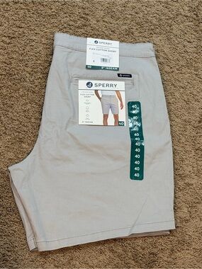 Sperry Men's Vintage Wash Flex Cotton Shorts Size 40 Light Grey 8" Inseam NWT